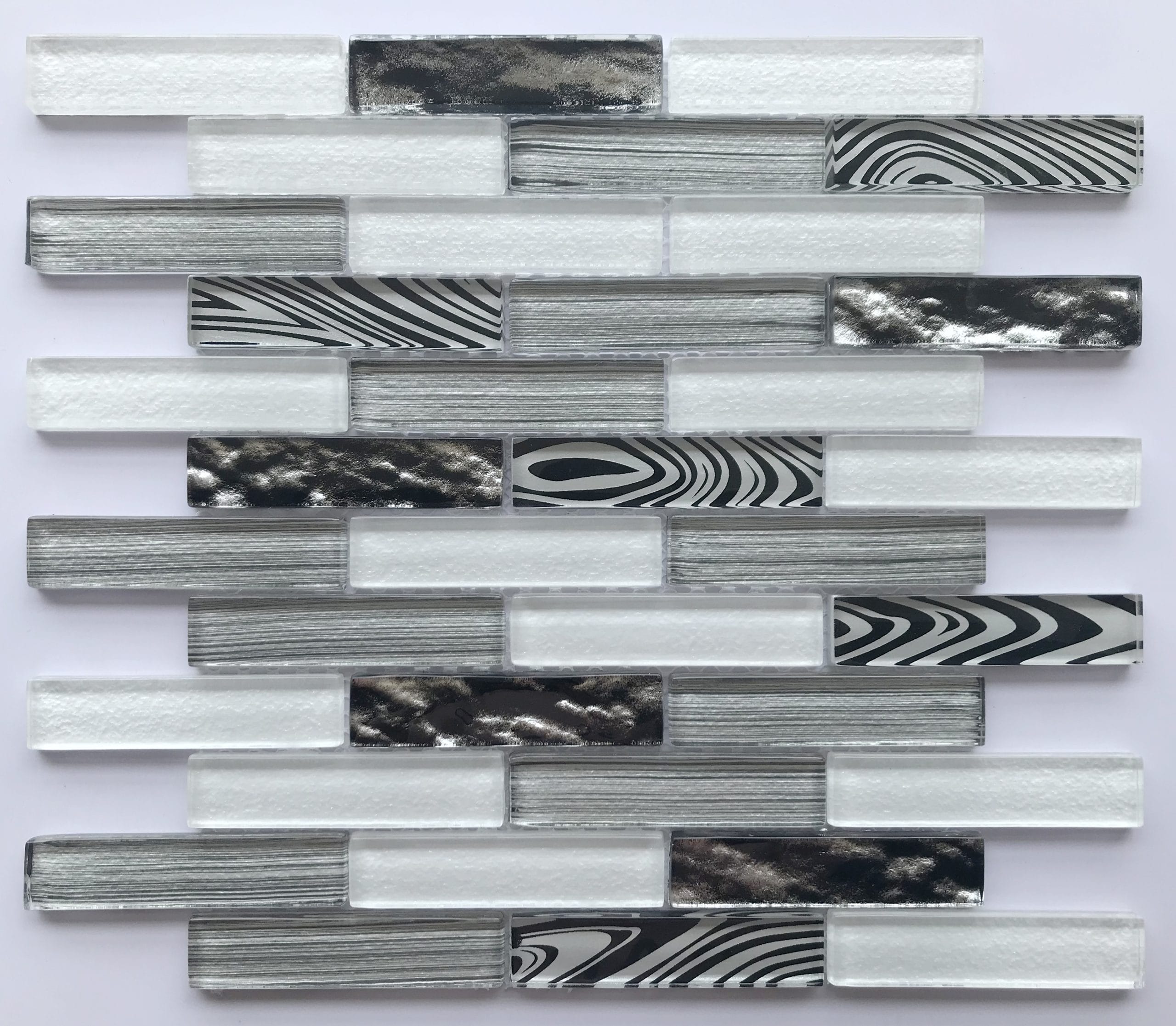 Diamond Pattern Glass Mosaic Tiles with Glossy Surface – Sino-building